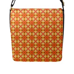 Peach Pineapple Abstract Circles Arches Flap Messenger Bag (l)  by DianeClancy