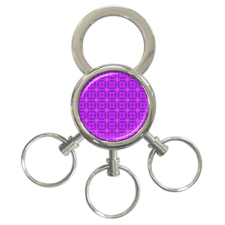 Abstract Dancing Diamonds Purple Violet 3-Ring Key Chains