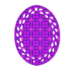 Abstract Dancing Diamonds Purple Violet Oval Filigree Ornament (2-side)  by DianeClancy