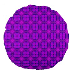 Abstract Dancing Diamonds Purple Violet Large 18  Premium Flano Round Cushions by DianeClancy