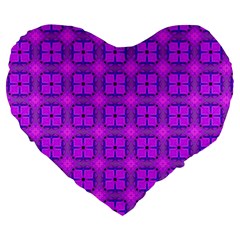 Abstract Dancing Diamonds Purple Violet Large 19  Premium Flano Heart Shape Cushions by DianeClancy