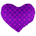 Abstract Dancing Diamonds Purple Violet Large 19  Premium Flano Heart Shape Cushions Front