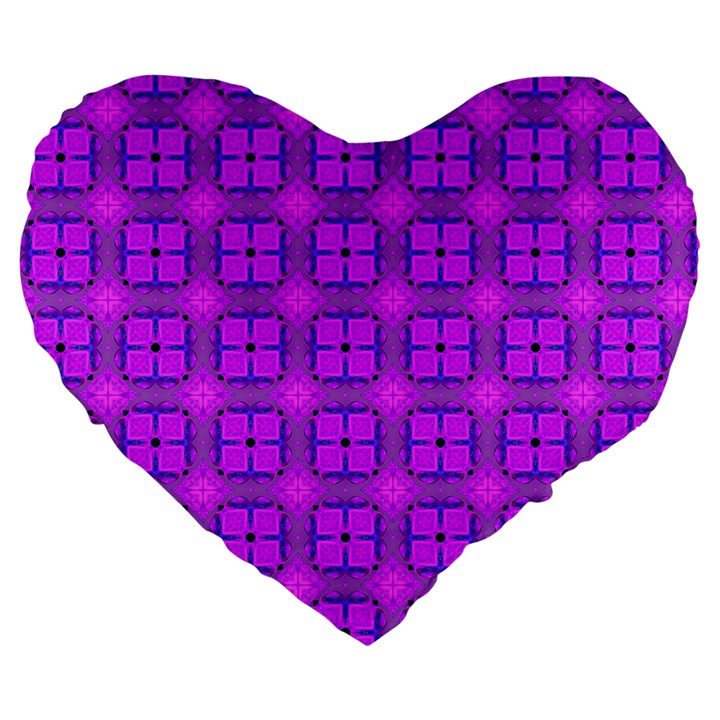 Abstract Dancing Diamonds Purple Violet Large 19  Premium Flano Heart Shape Cushions