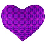 Abstract Dancing Diamonds Purple Violet Large 19  Premium Flano Heart Shape Cushions Back