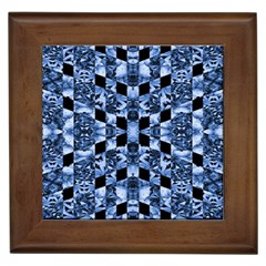 Indigo Check Ornate Print Framed Tiles by dflcprints