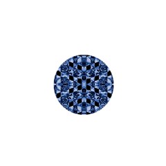 Indigo Check Ornate Print 1  Mini Magnets by dflcprints