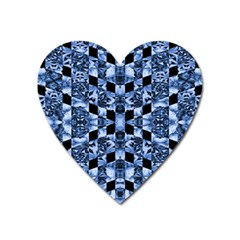 Indigo Check Ornate Print Heart Magnet by dflcprints