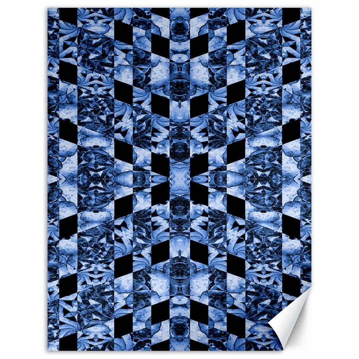 Indigo Check Ornate Print Canvas 12  x 16  