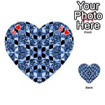 Indigo Check Ornate Print Playing Cards 54 (Heart)  Front - Heart6