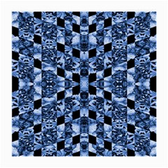 Indigo Check Ornate Print Medium Glasses Cloth by dflcprints