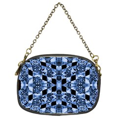 Indigo Check Ornate Print Chain Purses (one Side)  by dflcprints