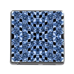 Indigo Check Ornate Print Memory Card Reader (square) by dflcprints