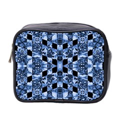 Indigo Check Ornate Print Mini Toiletries Bag 2-side by dflcprints