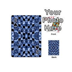 Indigo Check Ornate Print Playing Cards 54 (mini)  by dflcprints