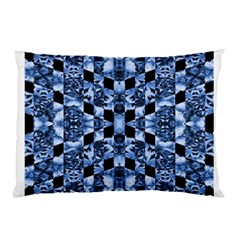 Indigo Check Ornate Print Pillow Case (two Sides) by dflcprints