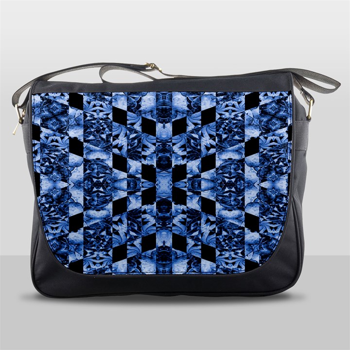 Indigo Check Ornate Print Messenger Bags