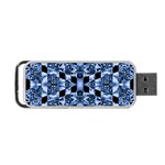 Indigo Check Ornate Print Portable USB Flash (One Side) Front