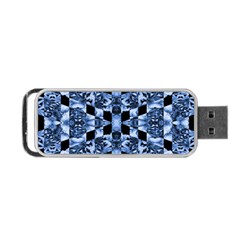 Indigo Check Ornate Print Portable Usb Flash (two Sides) by dflcprints