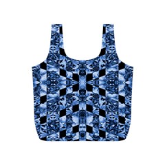 Indigo Check Ornate Print Full Print Recycle Bags (s)  by dflcprints