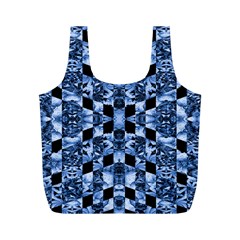 Indigo Check Ornate Print Full Print Recycle Bags (m)  by dflcprints