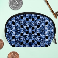 Indigo Check Ornate Print Accessory Pouches (large)  by dflcprints