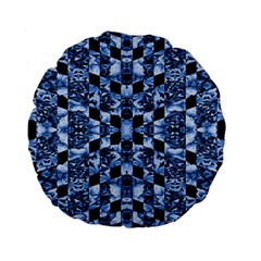 Indigo Check Ornate Print Standard 15  Premium Flano Round Cushions