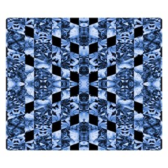 Indigo Check Ornate Print Double Sided Flano Blanket (small) 