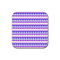 Floral Stripes Pattern Rubber Coaster (square)  by dflcprints