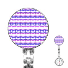 Floral Stripes Pattern Stainless Steel Nurses Watch by dflcprints