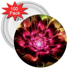 Red Peony 3  Buttons (100 Pack)  by Delasel