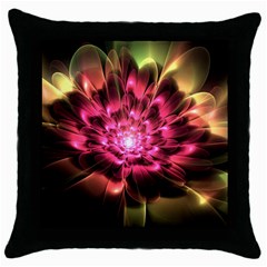 Red Peony Throw Pillow Case (black) by Delasel