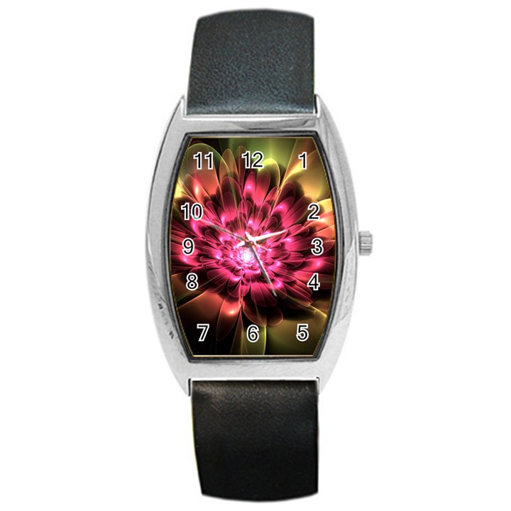 Red Peony Barrel Style Metal Watch