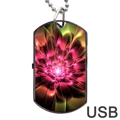 Red Peony Dog Tag Usb Flash (one Side)