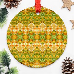 Boho Stylized Floral Stripes Ornament (round)  by dflcprints