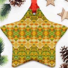 Boho Stylized Floral Stripes Ornament (star)  by dflcprints