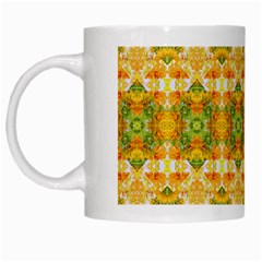 Boho Stylized Floral Stripes White Mugs by dflcprints