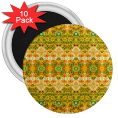 Boho Stylized Floral Stripes 3  Magnets (10 Pack)  by dflcprints