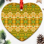 Boho Stylized Floral Stripes Heart Ornament (2 Sides) Front