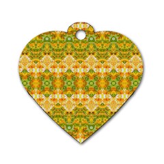 Boho Stylized Floral Stripes Dog Tag Heart (one Side) by dflcprints