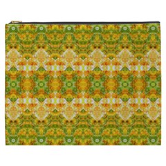 Boho Stylized Floral Stripes Cosmetic Bag (xxxl)  by dflcprints