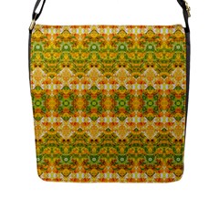 Boho Stylized Floral Stripes Flap Messenger Bag (l)  by dflcprints