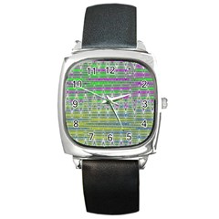 Colorful Zigzag Pattern Square Metal Watch