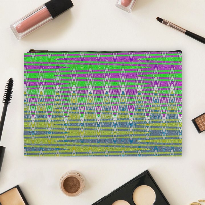 Colorful Zigzag Pattern Cosmetic Bag (Large) 