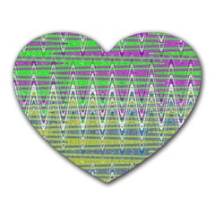 Colorful Zigzag Pattern Heart Mousepads