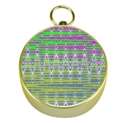 Colorful Zigzag Pattern Gold Compasses