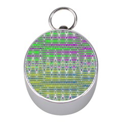 Colorful Zigzag Pattern Mini Silver Compasses