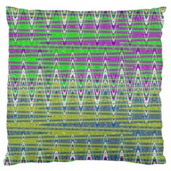 Colorful Zigzag Pattern Large Flano Cushion Case (one Side) by BrightVibesDesign