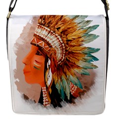 Native American Young Indian Shief Flap Messenger Bag (s) by TastefulDesigns