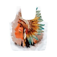 Native American Young Indian Shief Full Print Recycle Bags (m) 