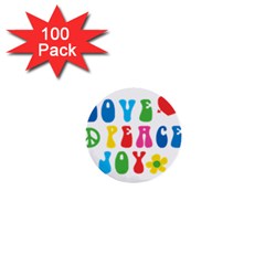 Love Peace And Joy  1  Mini Buttons (100 Pack)  by TastefulDesigns